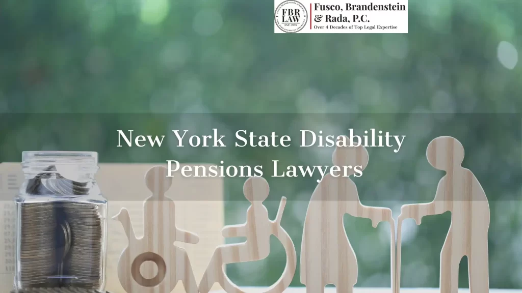 New York State Disability Pensions Lawyers text overlay with concept figures showing disabled people in the background