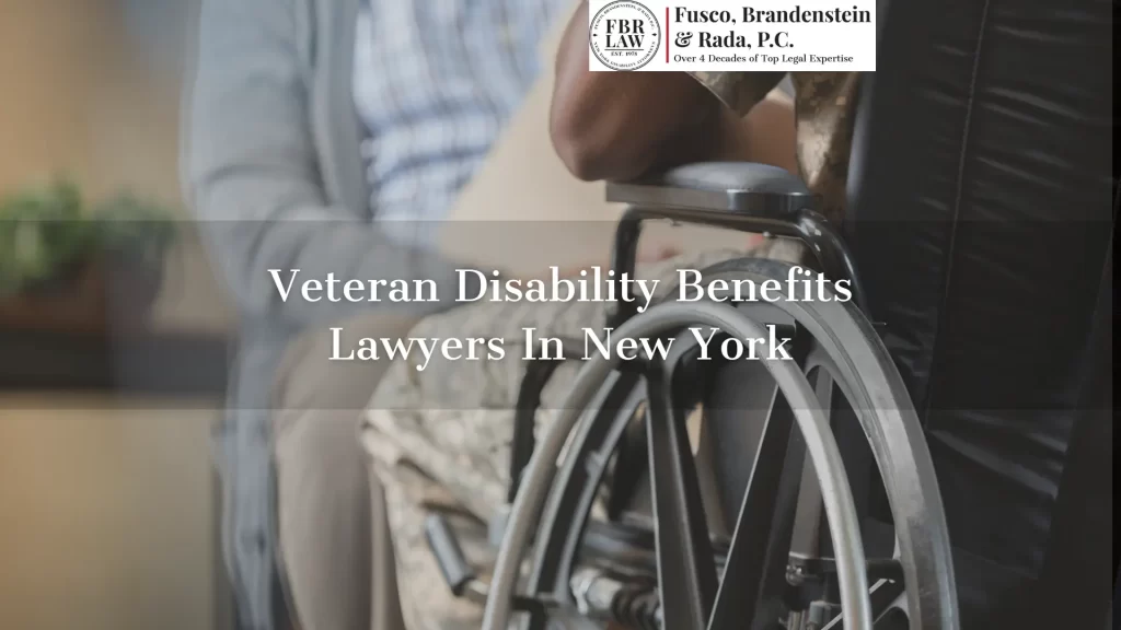 veteran disability benefits lawyers in new york text overlay with a veteran in a wheelchair in the background